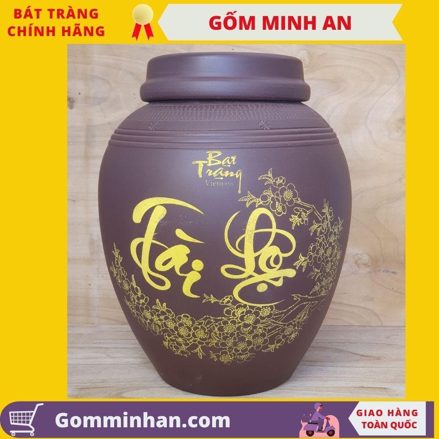 Chum sành hũ sành đựng gạo dung tích 10l- Gốm Sứ Bát Tràng- Gốm Minh An