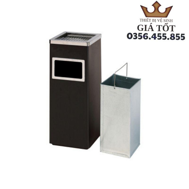 Thùng rác inox gạt tàn hình vuông