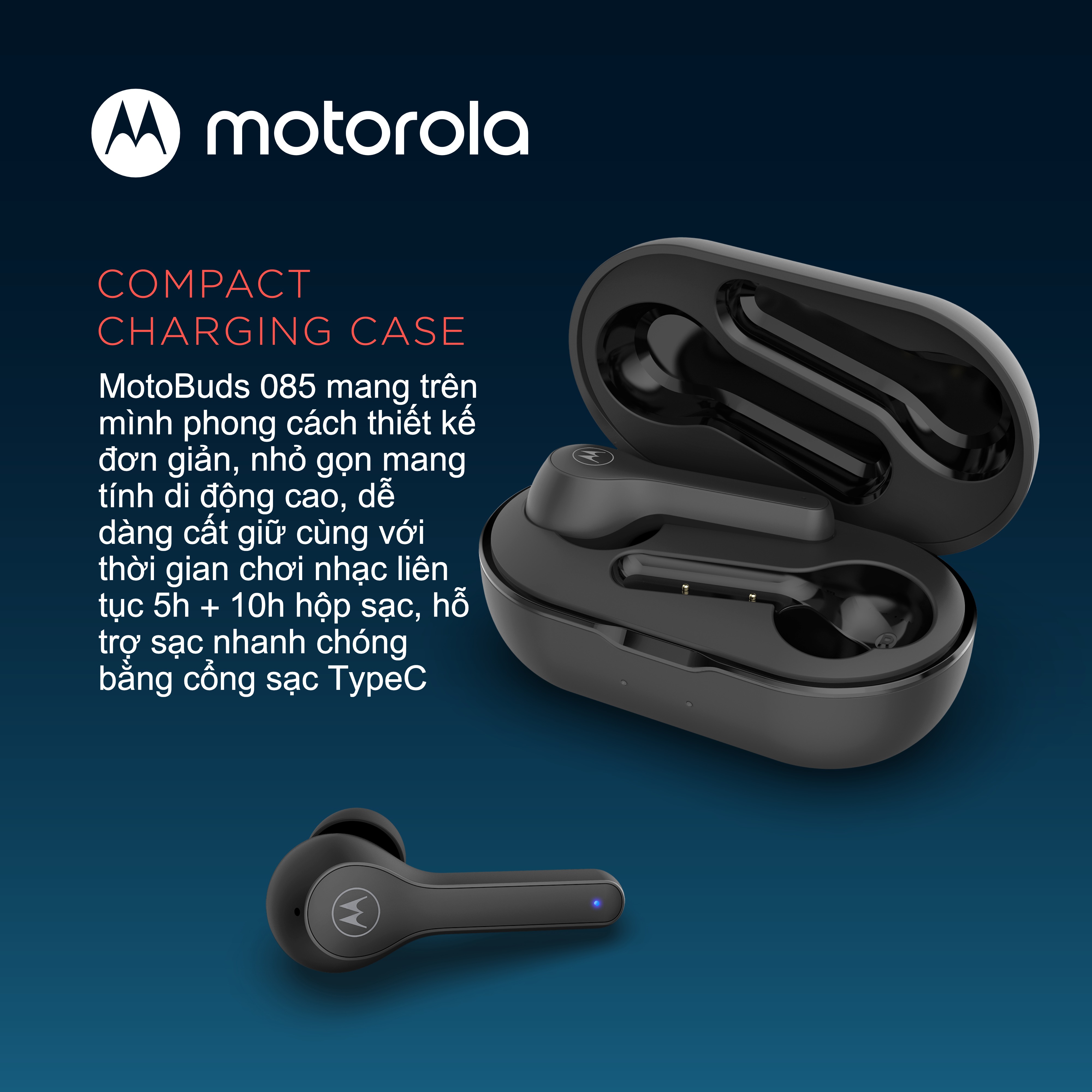 Tai nghe nhét tai không dây Motorola Moto Buds 085 - Hàng chính hãng