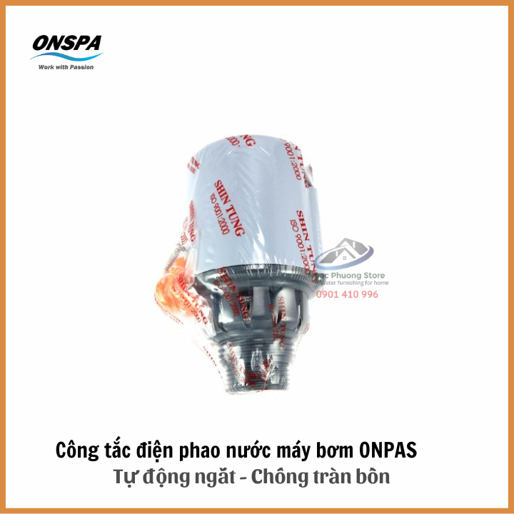 Phao Điện bơm nước ONPAS Tự động ngắt mở, Chống Tràn Chống Cạn, Tiếp Điểm Mạ Bạc Siêu Bền ST-70AB15