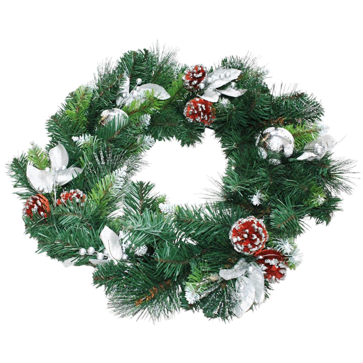 Vòng Hoa 3 Loại Lá Trang Trí Giáng Sinh 50 cm - Chaang Chiia LP-W20-3LL-SD