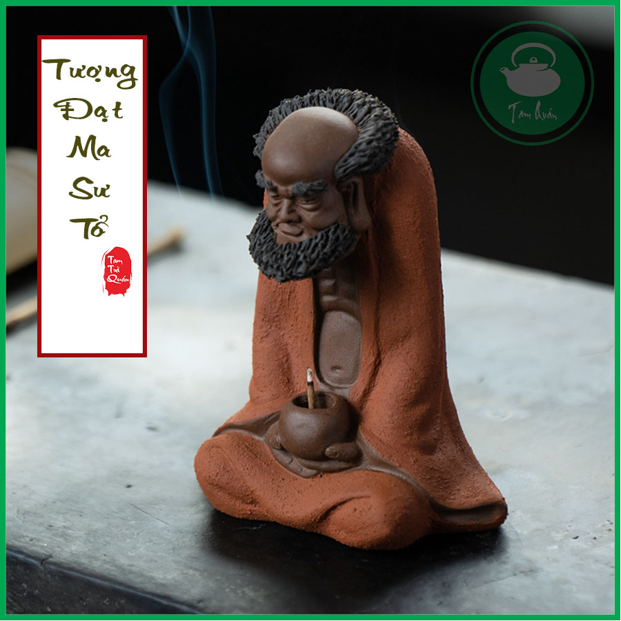 Tượng gốm Đạt Ma Sư Tổ cắm hương trầm