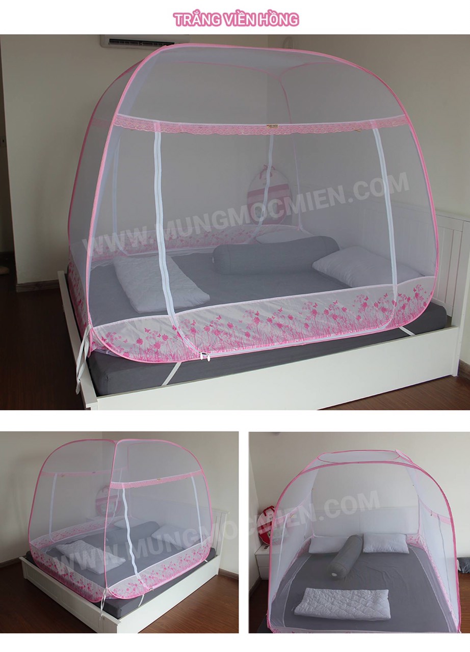 Màn Chụp , Mùng Chụp Cao Cấp Mộc Miên Đỉnh Rộng - Kích Thước 1,6mx2m - 1 cửa ( video , hình thật )