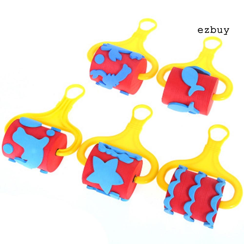 EY-Children Early Education Painting Tool Kids Art Sponge Paint Roller Brush Set