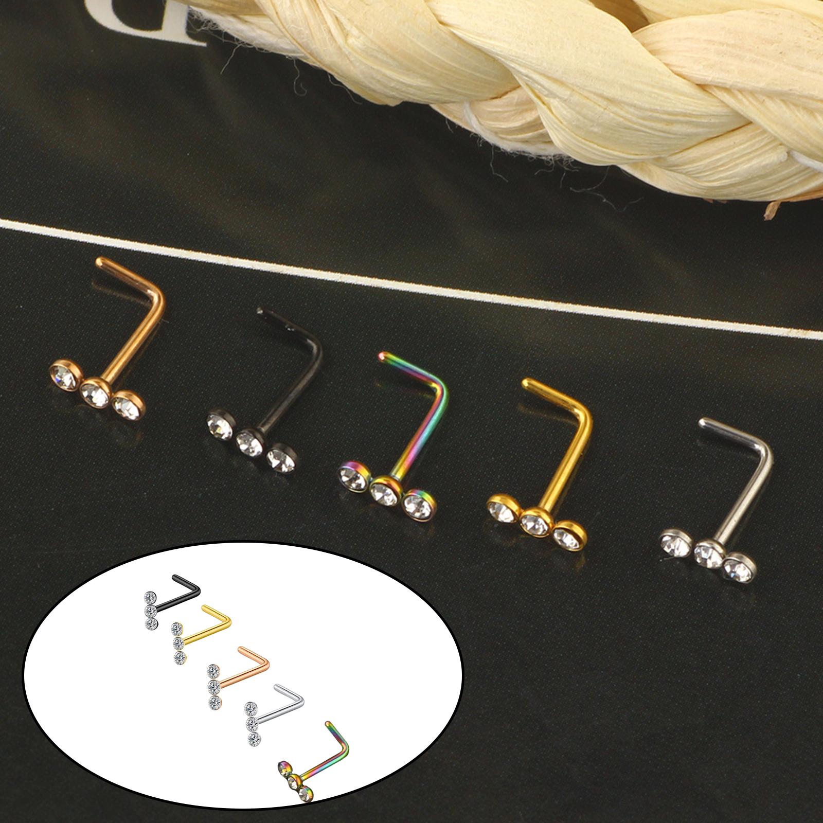 5x Nose Stud Rhinestone Crystals Bones Piercing Jewelry for Men Girl Women