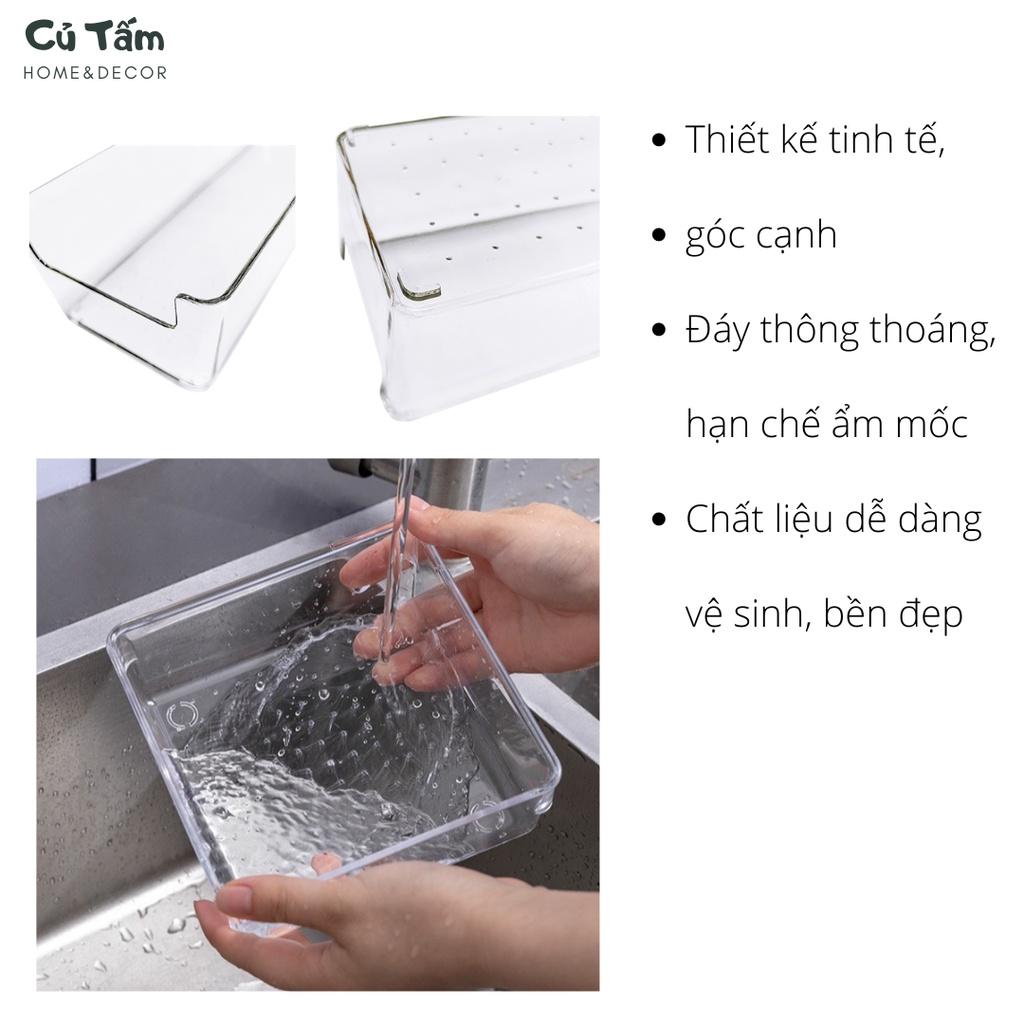 (Mới về) Bộ Khay Chia Ngăn Kéo Tủ Nhiều Size, Khay đựng đồ dùng chia ngăn trong suốt tiện dụng -