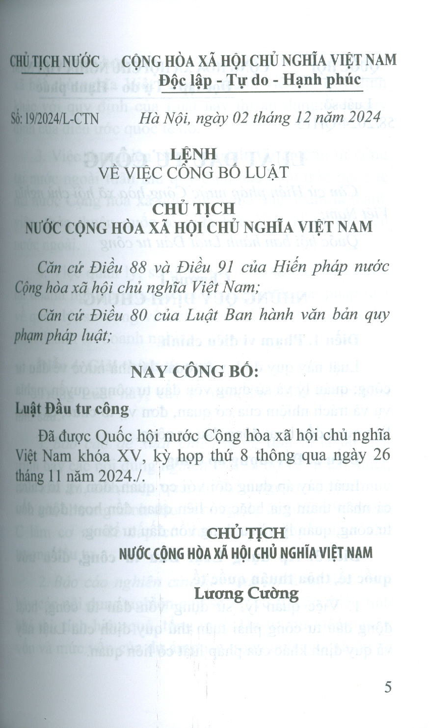 Luật Đầu Tư Công Năm 2024