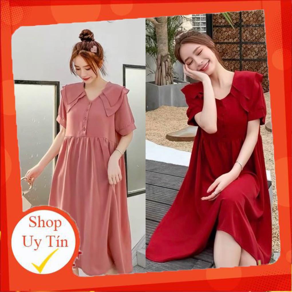 váy bầu chất lụa hàn mềmsiêu mátthấm hút mồ hôifree size 43~68kg