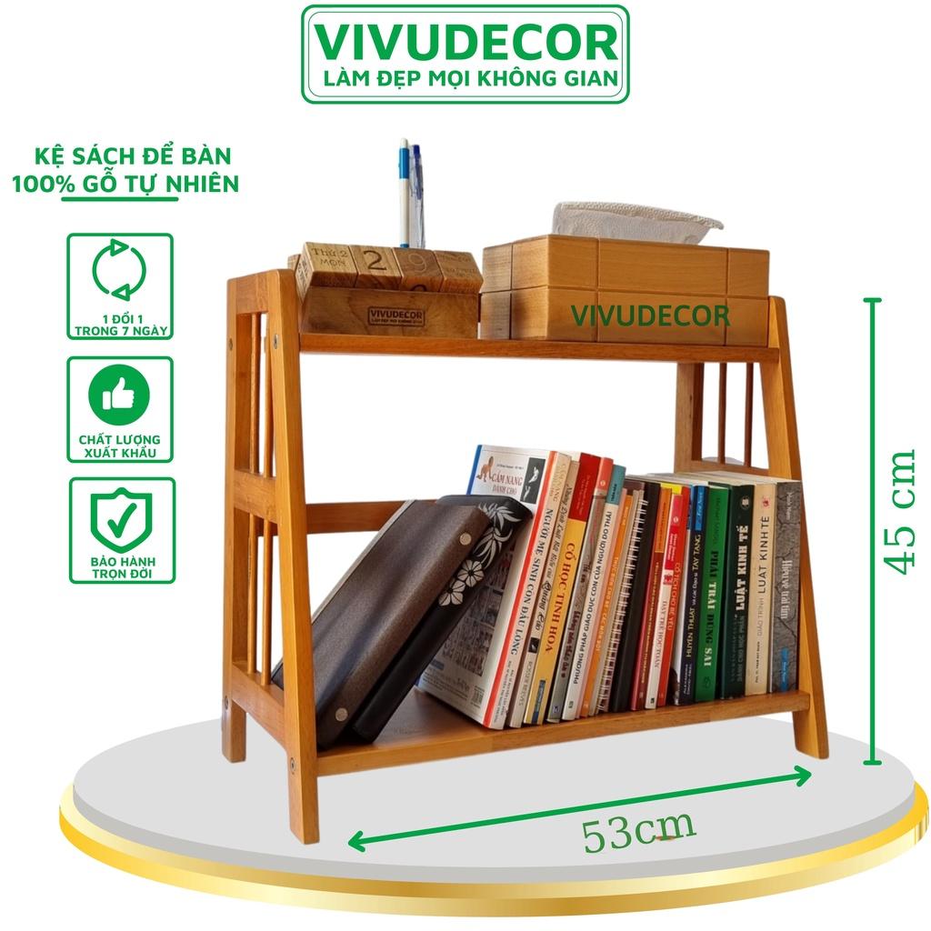 Kệ sách để bàn VIVUDECOR KB01 100% gỗ tự nhiên