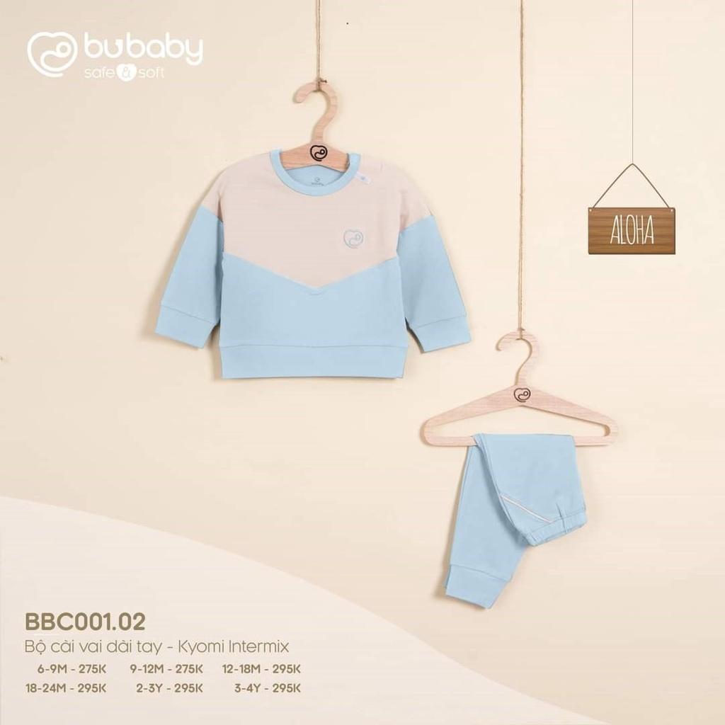 Bộ dài tay bamboo cotton Bu, Bubaby Kyomi intermix BBC001.02 cho bé 6m - 4Y - Blue - be