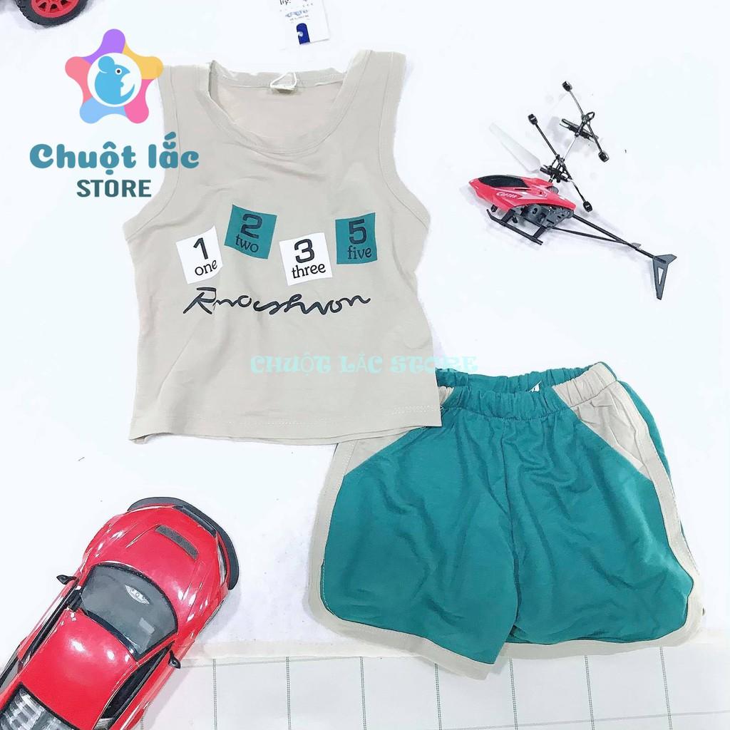 Bộ quần áo bé trai mùa hè chất cotton đũi mát mẻ hình số