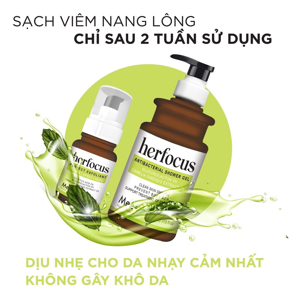 Liệu Trình Chuyên Viêm Nang Lông Đặc Biệt - Xịt HERFOCUS 100ml + Sữa Tắm HERFOCUS 500ml