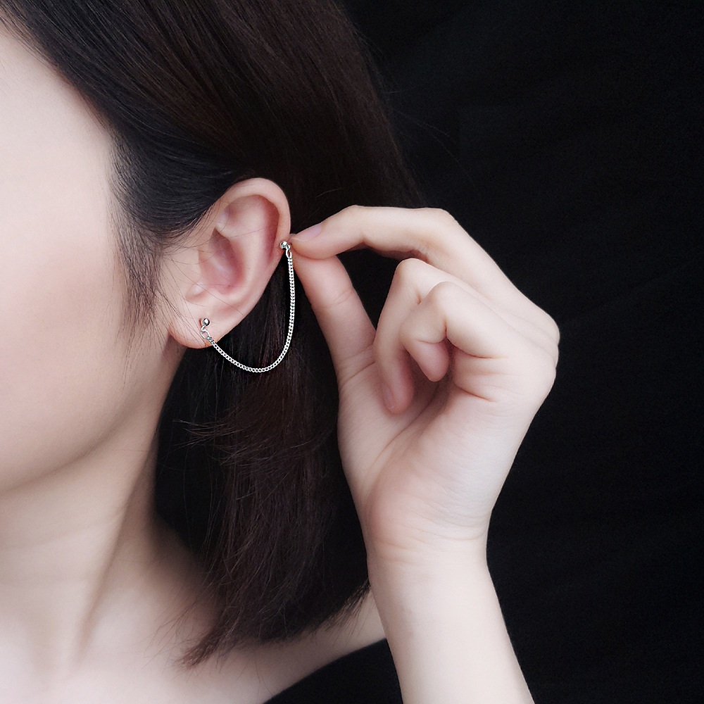 Bông tai nam nữ dáng dây chuyền tinh  tế