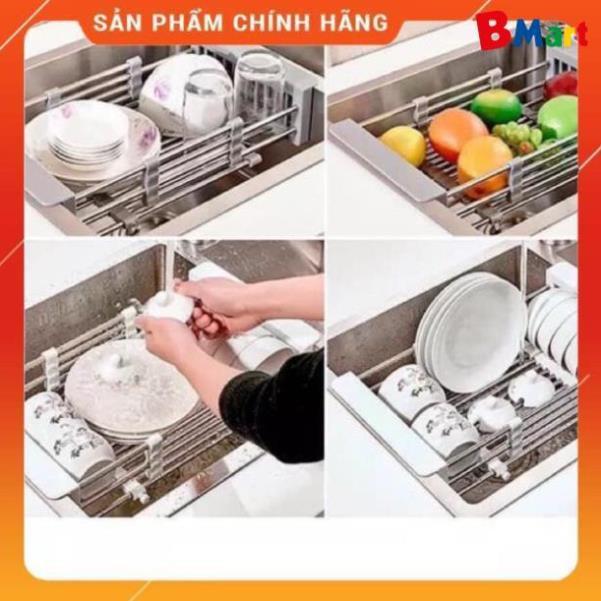 Khay Đa Năng Để Chậu Rửa Chén - Rổ Kệ Inox Đa Năng Co Giãn - Rửa Rau, Trái Cây, Úp Chén