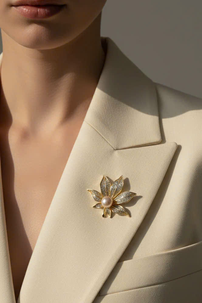 Trâm Cài Áo Vest, Áo Dài Đính Ngọc Trai Baroque thời trang thiết kế Hity ACC415