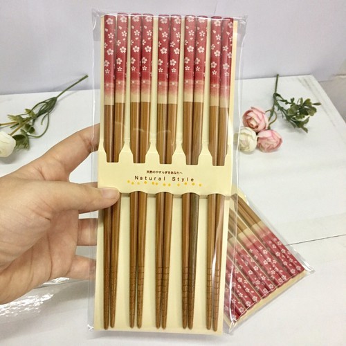 Set 5 đôi đũa hoa đỏ nội địa Nhật Bản