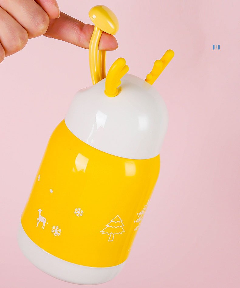 Bình Nước Tai Hươu Lõi Thuỷ Tinh Bọc Nhựa 380Ml Tiện Lợi