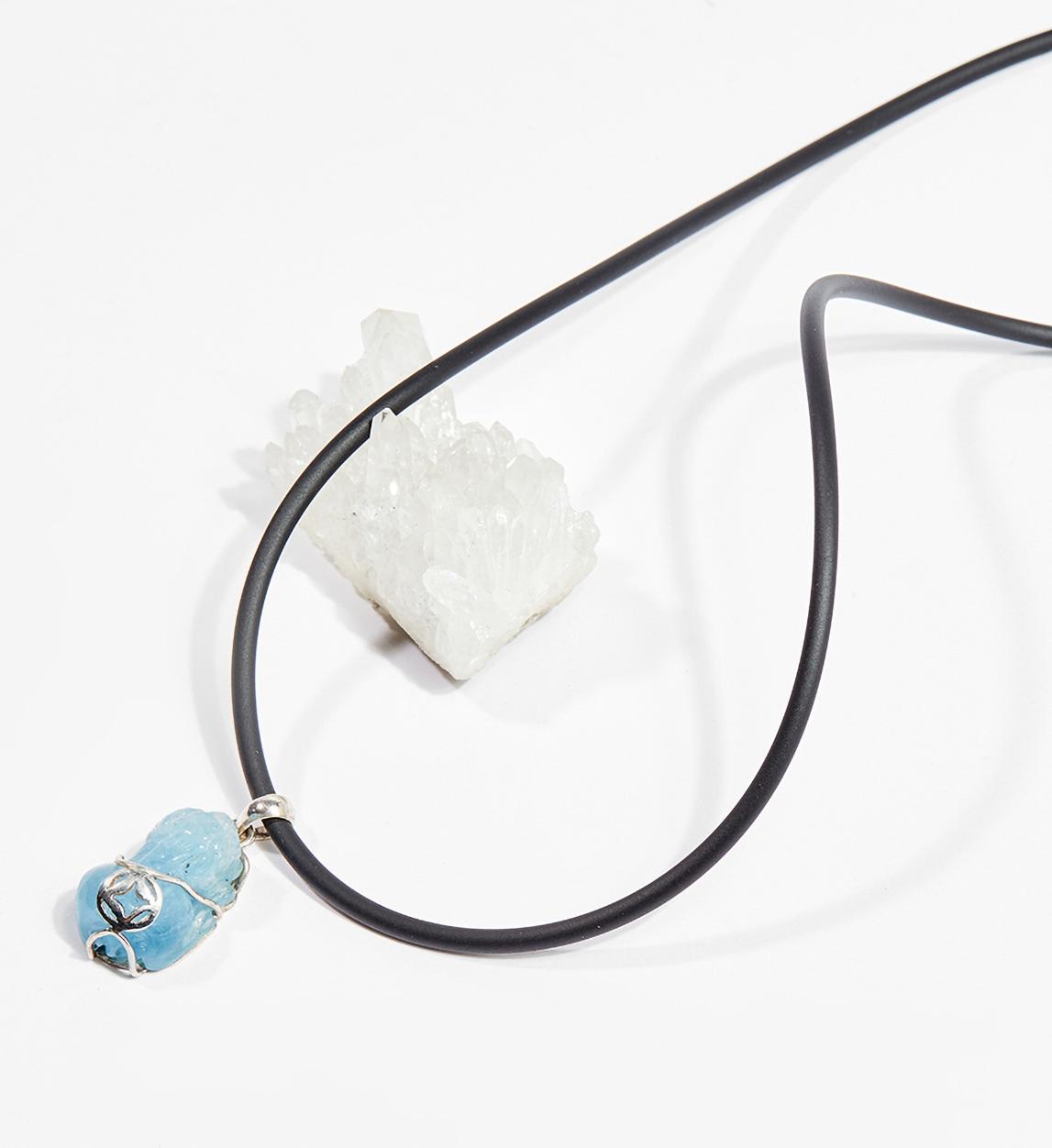 Dây chuyền phong thủy đá aquamarine bọc bạc tỳ hưu 2cm mệnh thủy , mộc - Ngọc Quý Gemstones