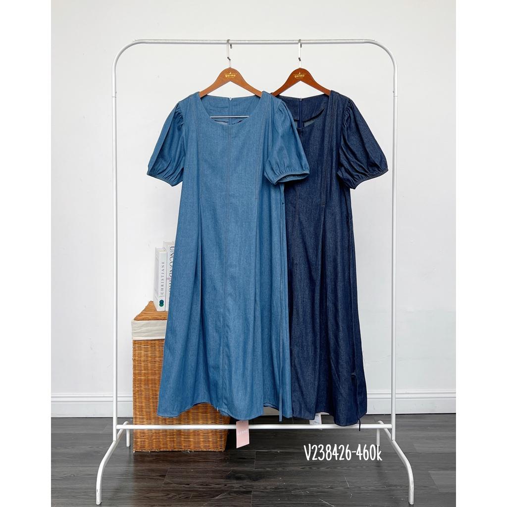 Váy bò nữ cổ tròn tay cộc chiết ly eo v238426 by germe