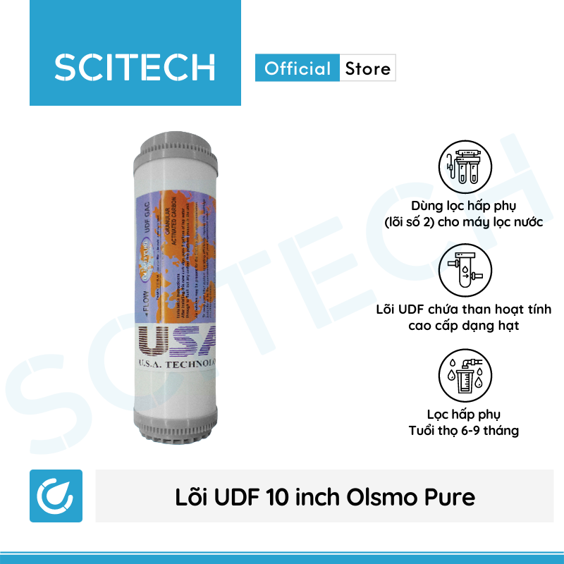 Lõi UDF 10 inch Olsmo Pure by Scitech - Lõi số 2 máy lọc nước RO, bộ lọc thô - Hàng chính hãng