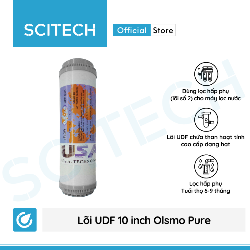 Bộ lõi số 1,2,3 Olsmo Pure 10 inch by Scitech - Dùng cho máy lọc nước RO, bộ lọc thô - Hàng chính hãng