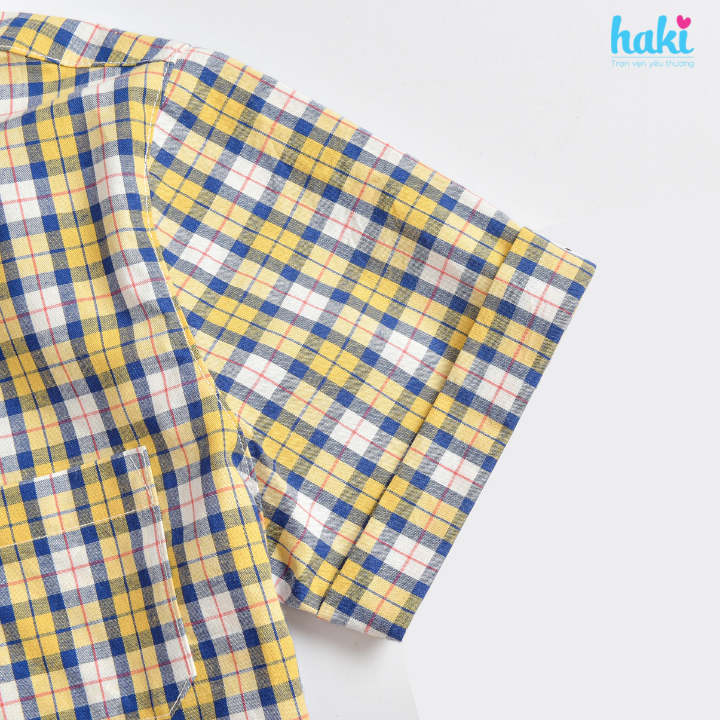 Áo sơ mi cộc tay bé trai vải 100% cotton cho bé hàng chính hãng HAKI HK522 (từ 10-27kg)