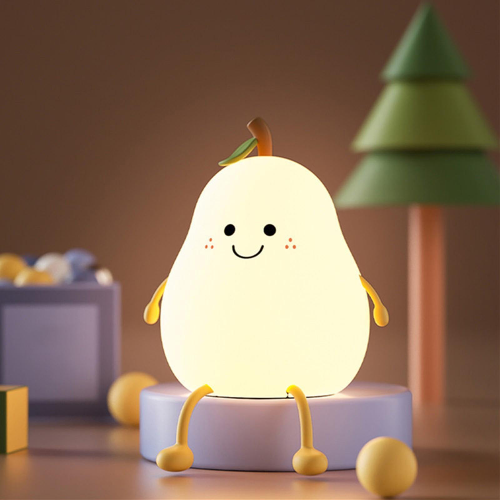 LED Pear Night Light Dimming Color Changing USB Bedside Lamp for Sleeping