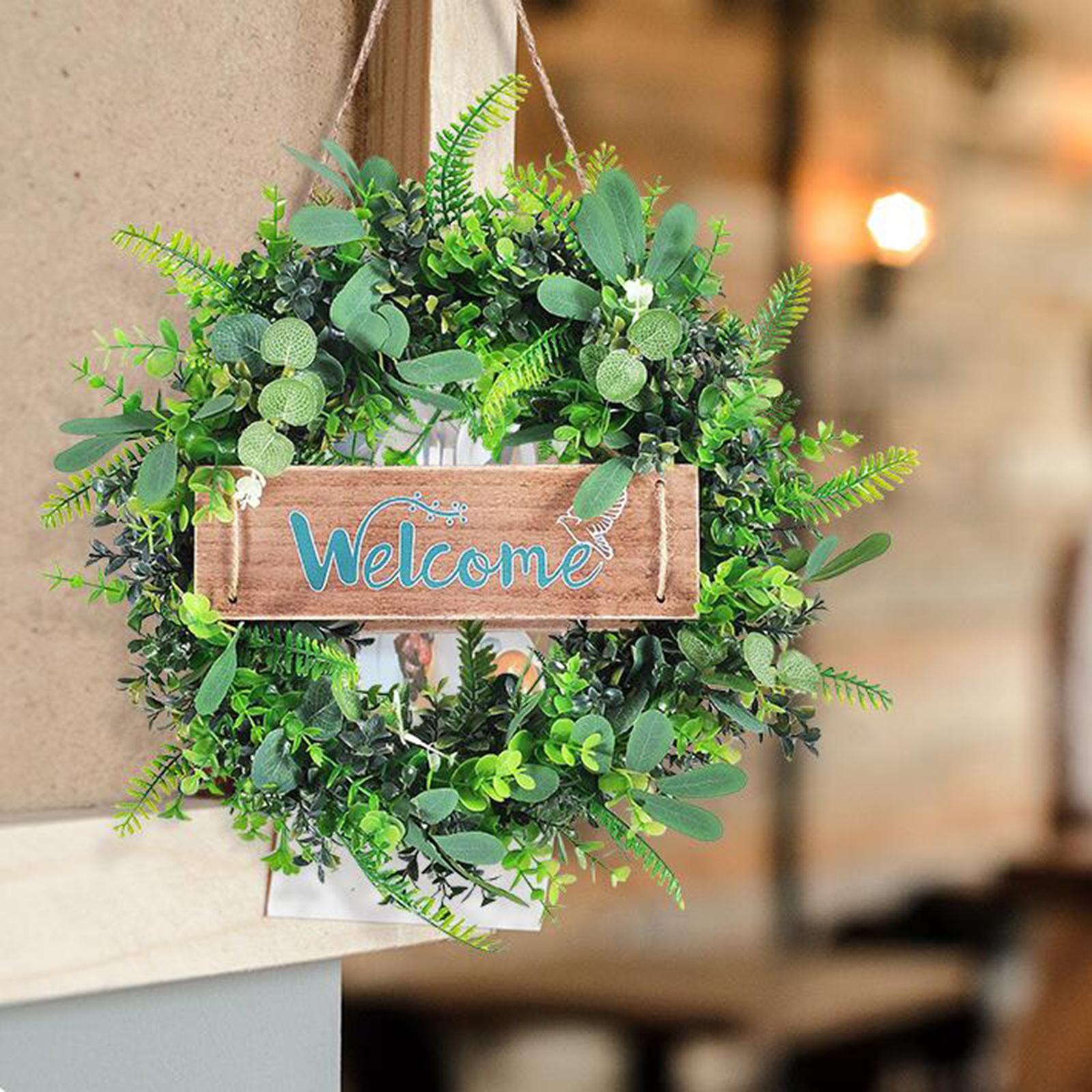 Artificial Green Leaves Wreath Spring Summer Wreath Door Wreaths for Holiday