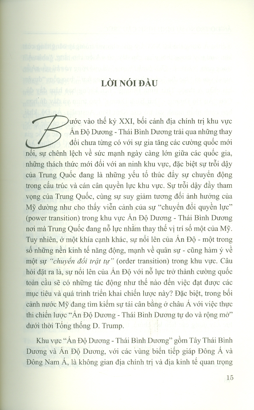 ẤN ĐỘ Trong Sự Định Hình Cấu Trúc Khu Vực ẤN ĐỘ DƯƠNG - THÁI BÌNH DƯƠNG (Sách chuyên khảo)