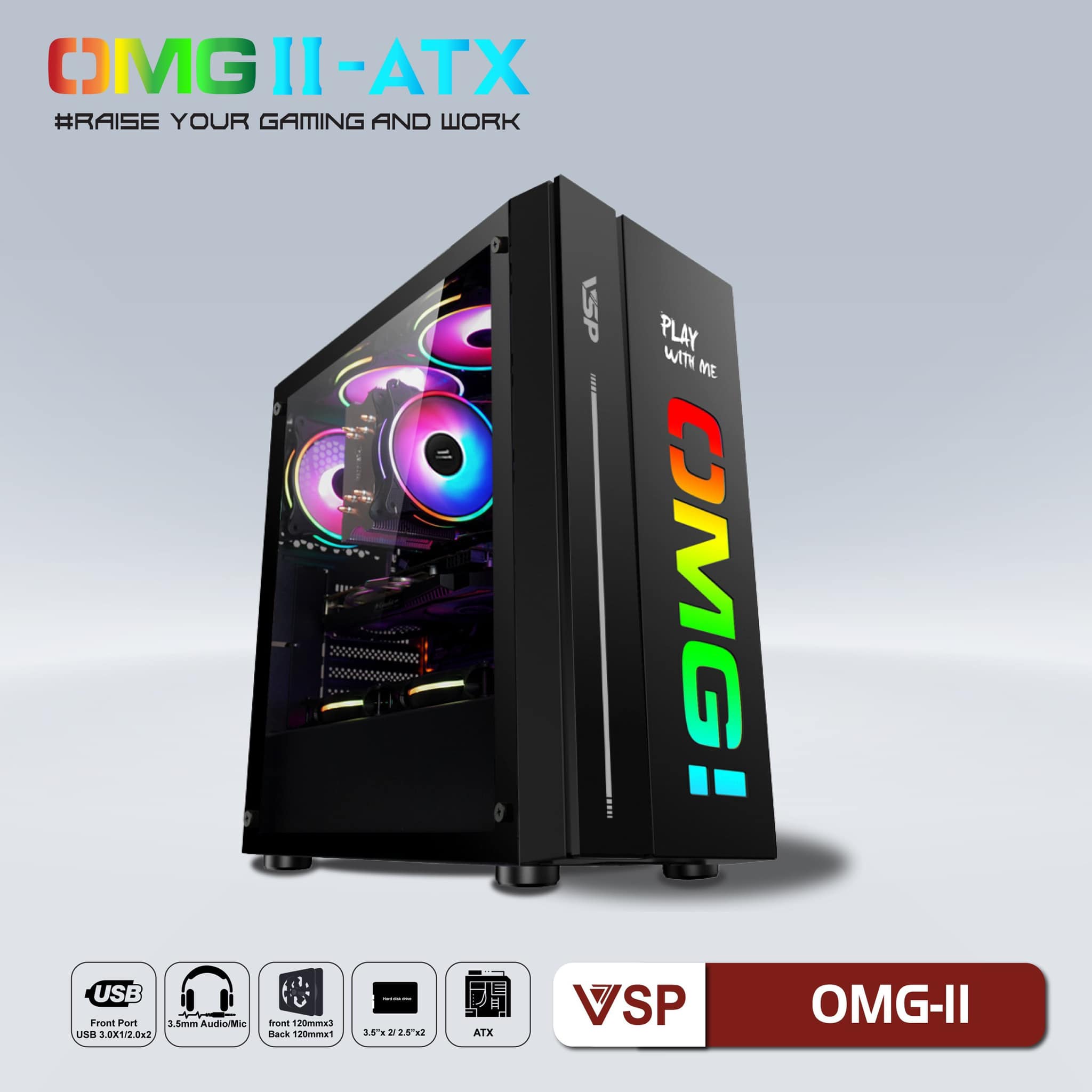 Case VSP LED Gaming OMG-II ATX - Hàng chính hãng