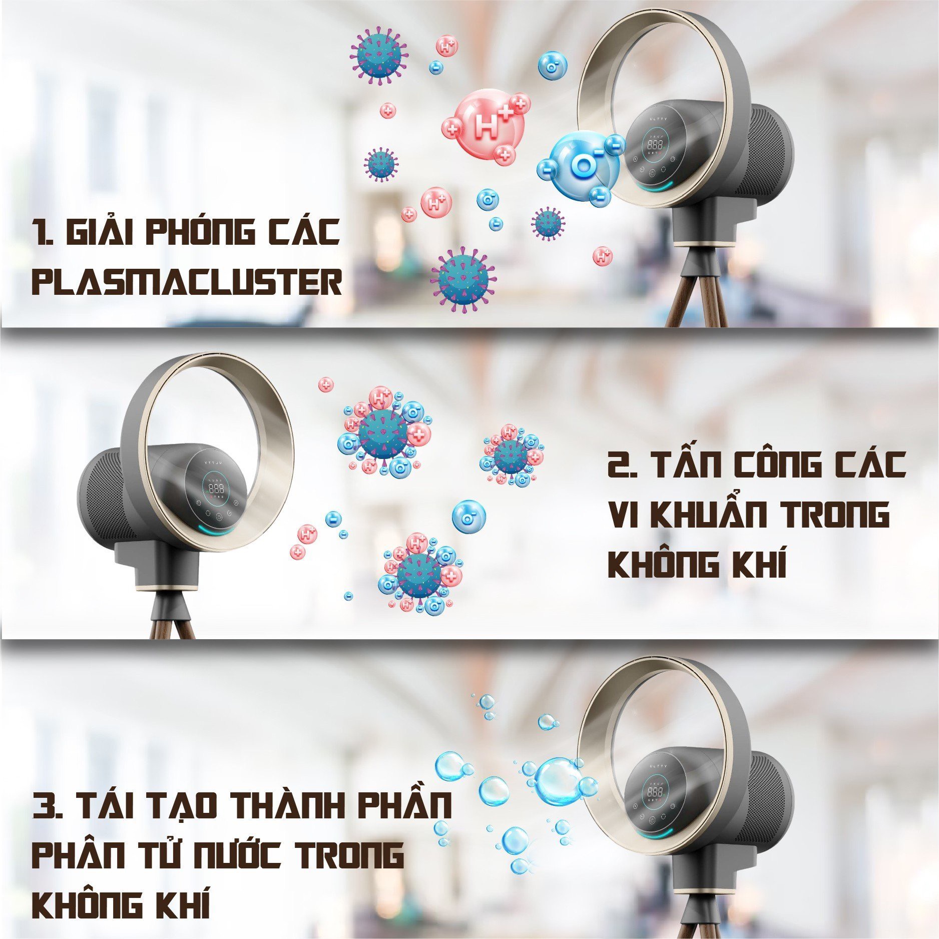 Quạt lọc không khí khử khuẩn ULTTY BB Hàng chính hãng Bảo hành 3 năm
