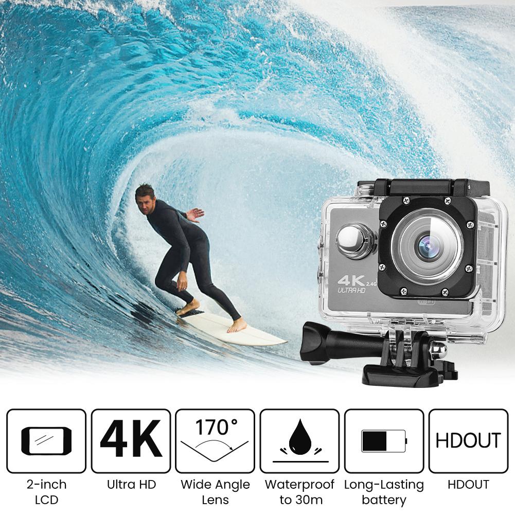 Máy ảnh hành động H9R 4K WiFi điều khiển từ xa Sport DVR DV Go Waterproof Pro 30m 2.0 "Mũ bảo hiểm màn hình Camera Video Sport