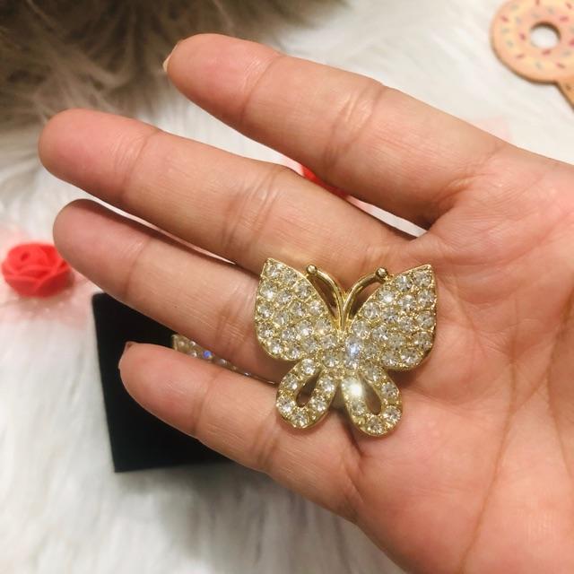 Cài áo con bướm full đá. KT 3 x 3,5cm
