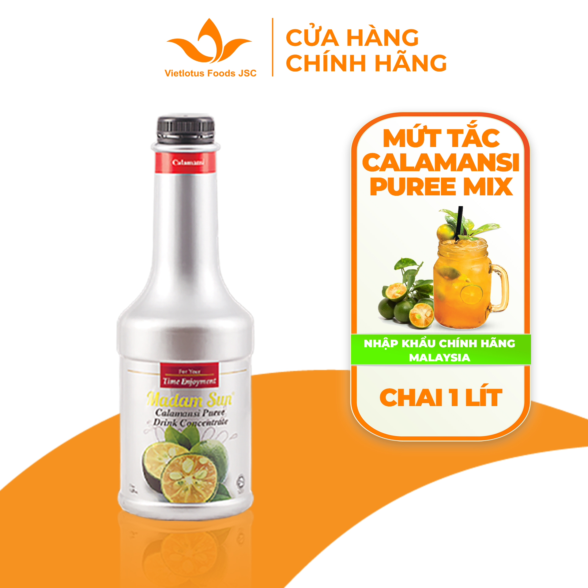 Mứt trái cây pha chế Madamsun vị Tắc (CALAMANSI PUREE) chai 1L - Hàng nhập khẩu Malaysia