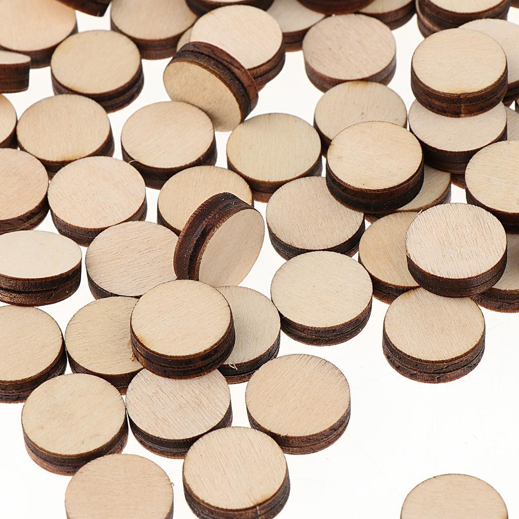 100 Pieces Mini Round Unfinished Wood Embellishments For Art DIY Crafts 16mm