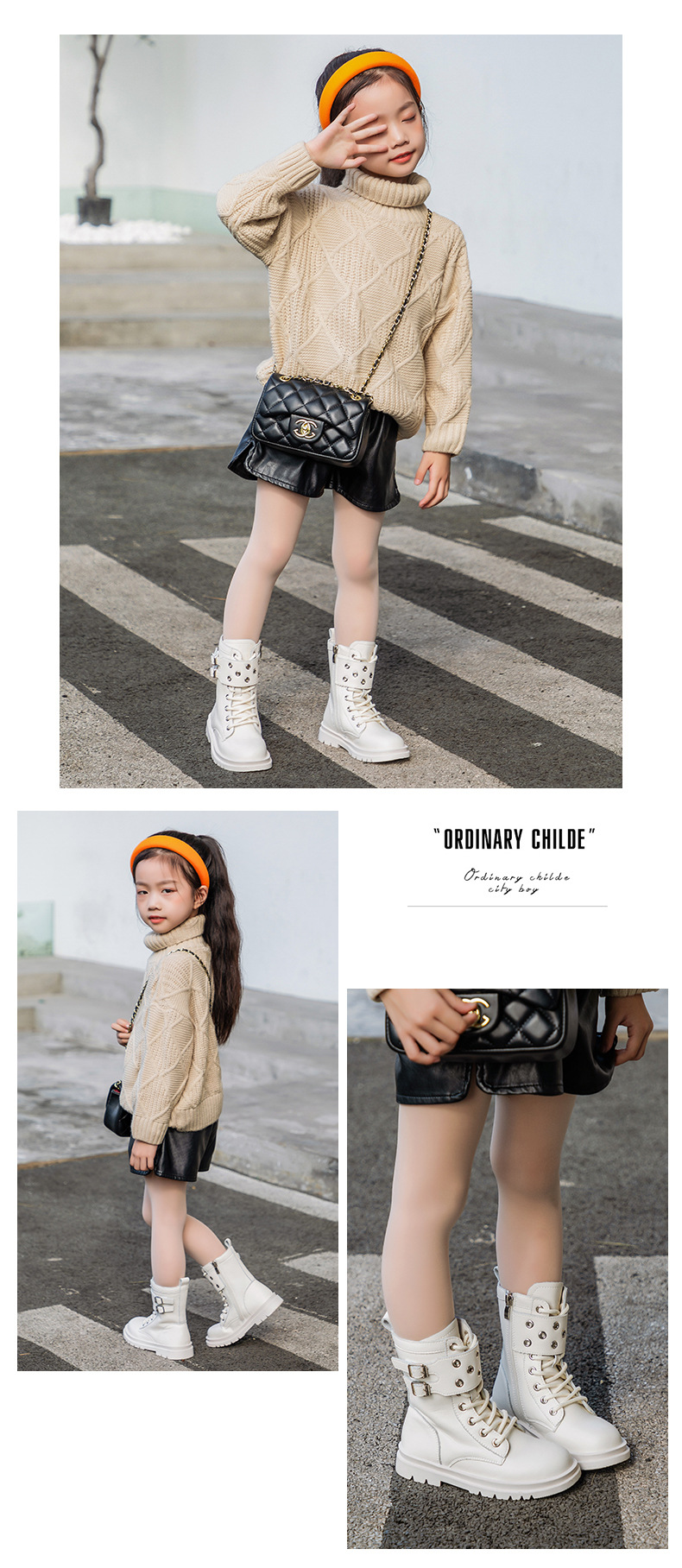 Giày bốt boots cổ cao cho bé gái phong cách Hàn Quốc đẹp diện đi chơi đi tiệc size 26-37 hàng Quảng Châu cao cấp