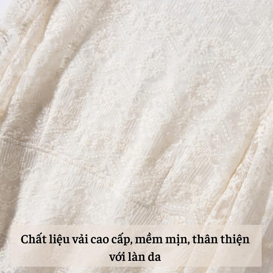 Áo sơ mi trắng nữ ren hai lớp mẫu 2021