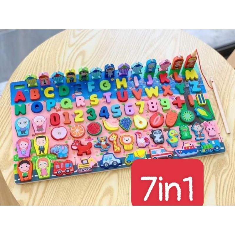 Bộ đồ chơi thông minh câu cá ghép hình 7in 1 ,chữ cái ,số ,phương tiện giao thông phát triển tư duy cho bé