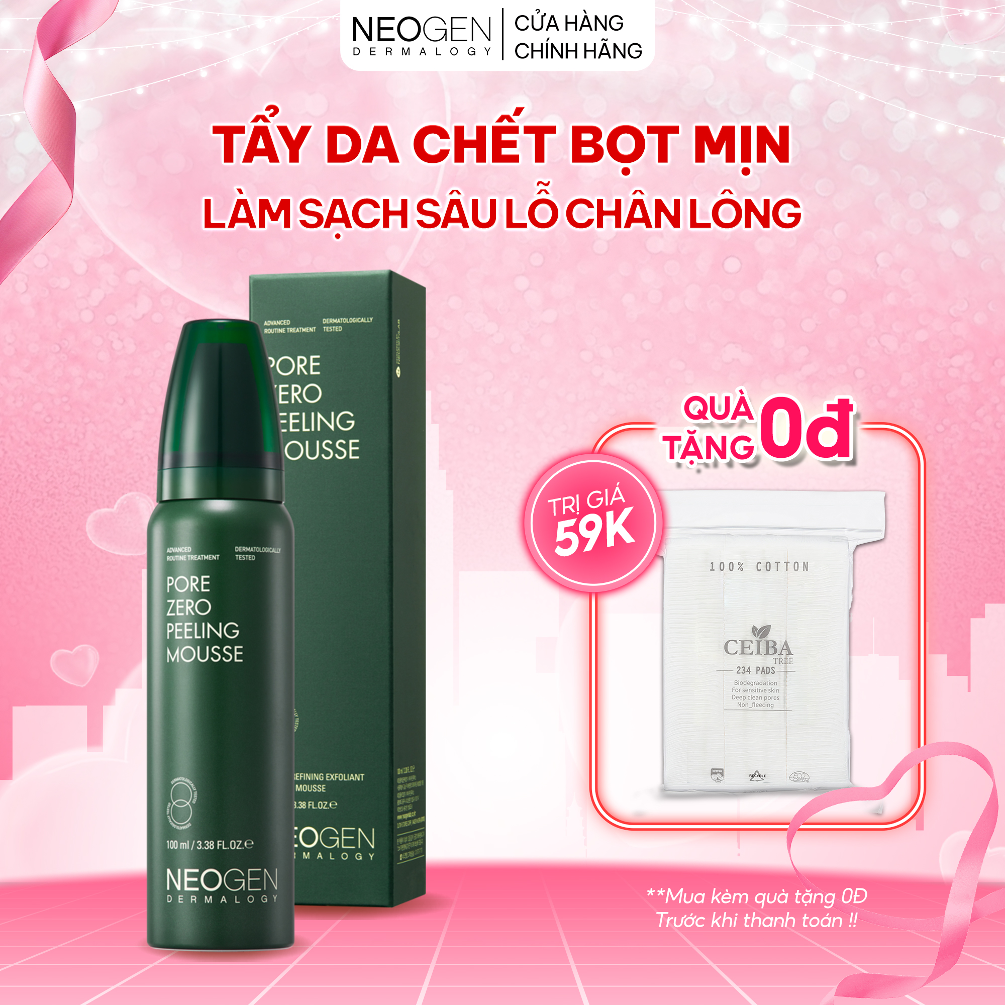 Tẩy Da Chết Dạng Bọt Làm Sạch, Se Khít Lỗ Chân Lông Neogen Dermalogy Pore Zero Peeling Mousse 100ml