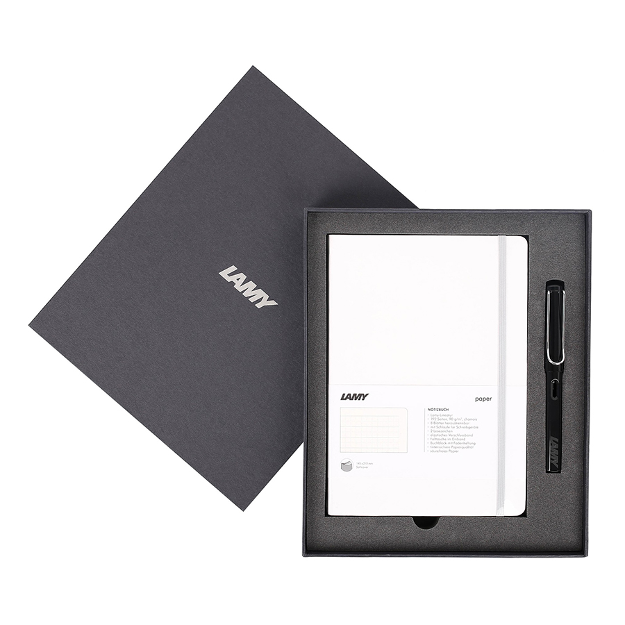 Lamy Notebook A5 Softcover White + Lamy Safari Shiny Black - GSNSa0027