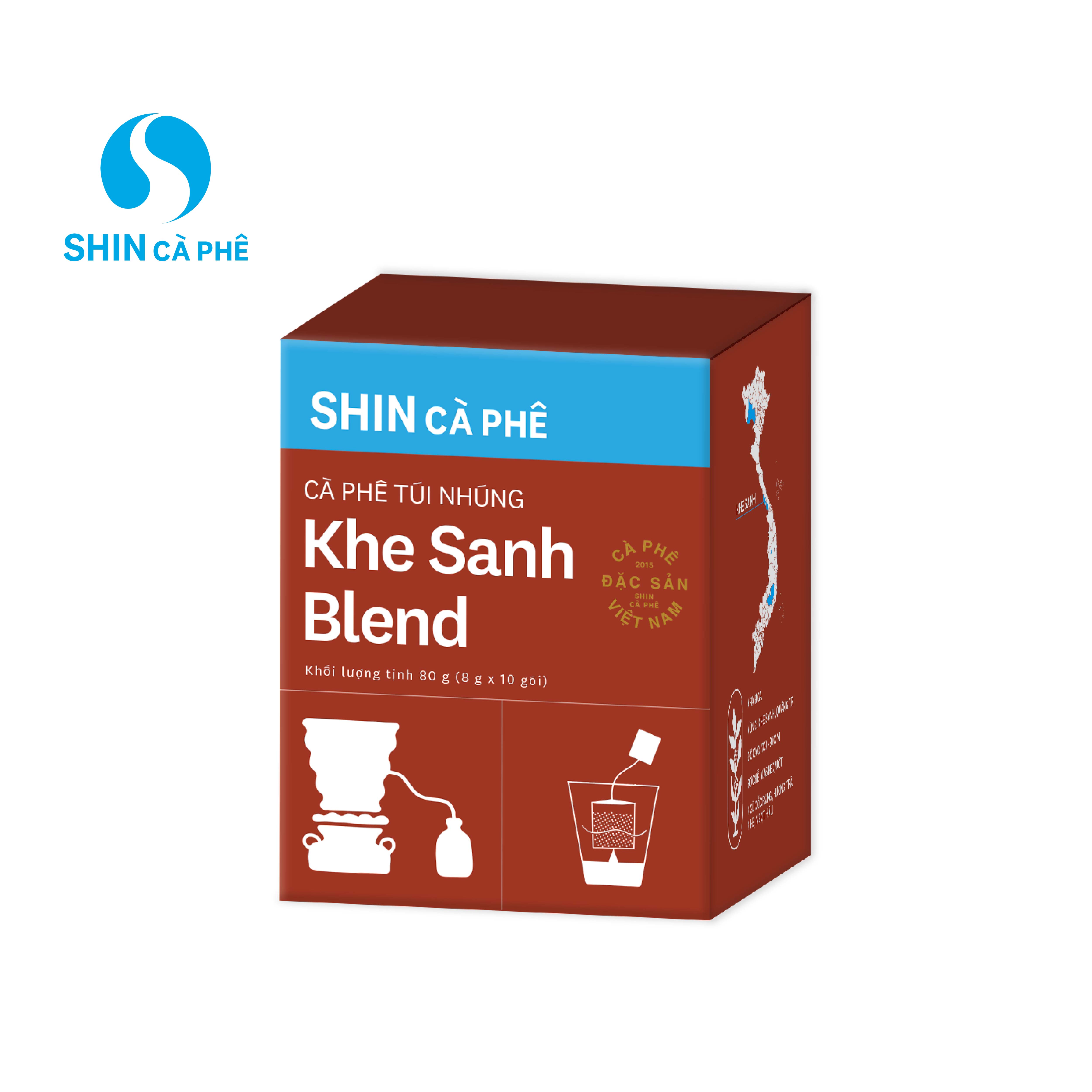 SHIN Cà Phê - Cà phê túi nhúng đặc sản Khe Sanh Blend hộp 10 gói