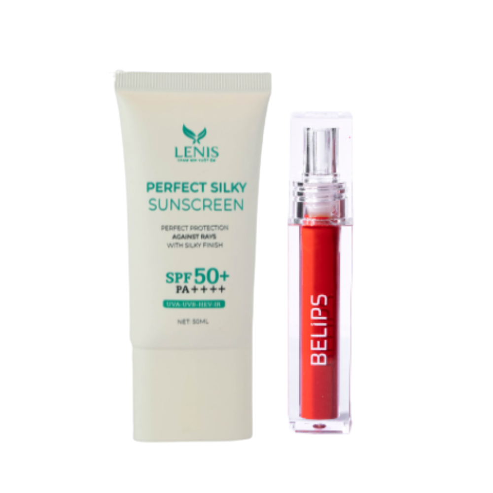 Bộ đôi son kem lì City At Night C04 và kem chống nắng Perfect Silky Sunscreen SPF50+/PA++++