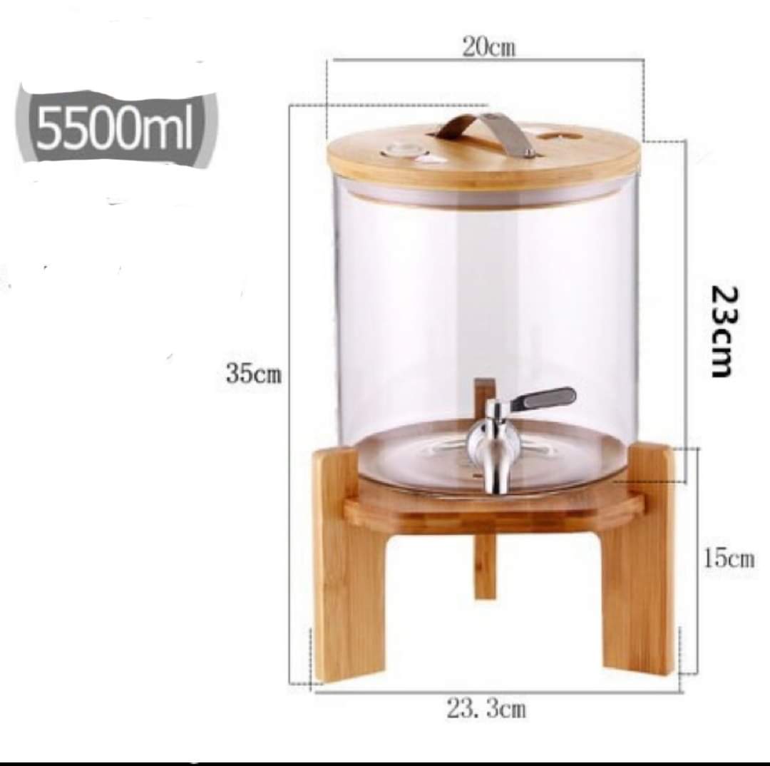 BÌNH THỦY TINH KÈM ĐẾ GỖ DUNG TÍCH 5L - 8L