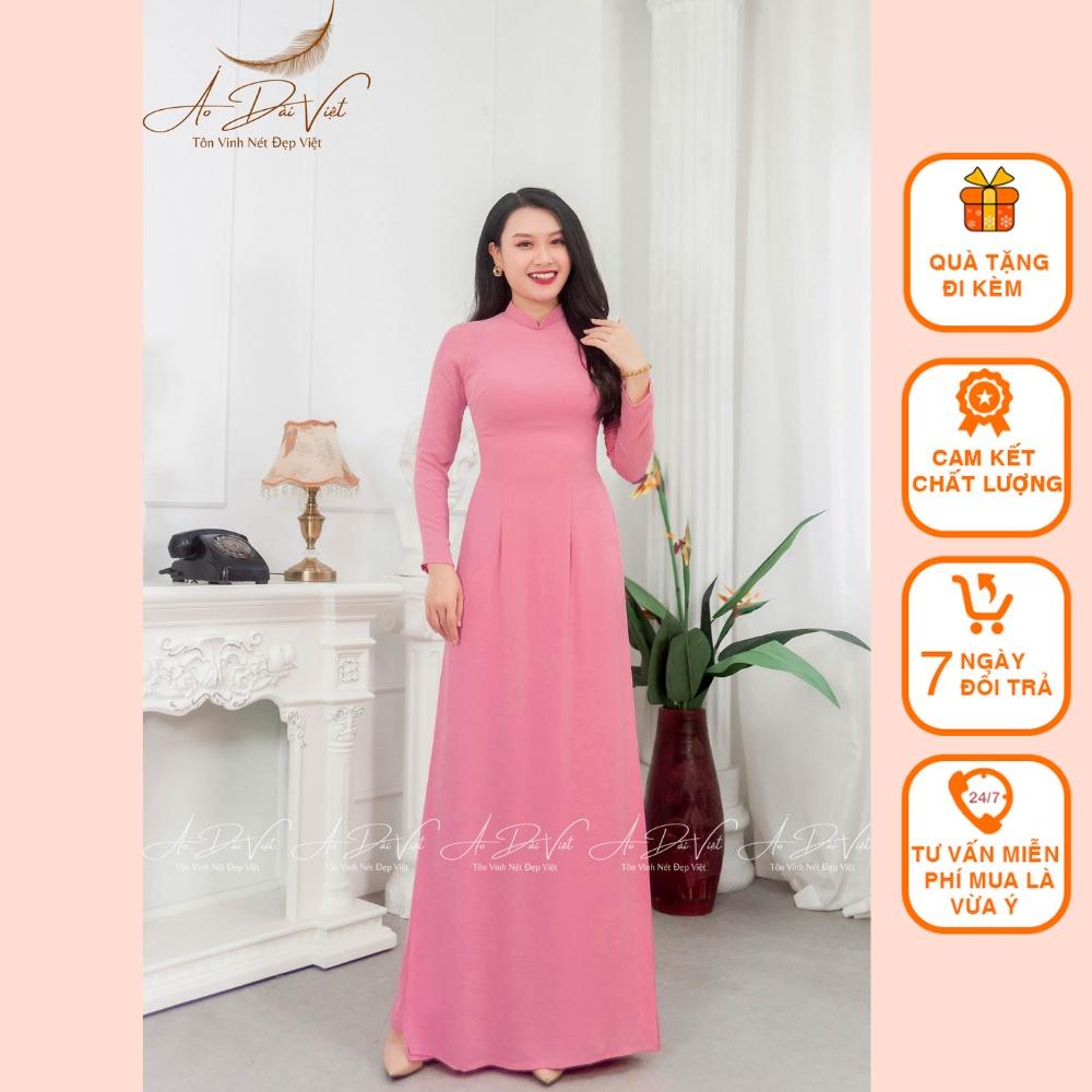 Áo Dài Màu Vỏ Đỗ Trơn 4 Tà Quần Lụa 2 Lớp Thướt Tha Áo Dài Việt may sẵn Chuẩn Phom cam kết Chất Lượng