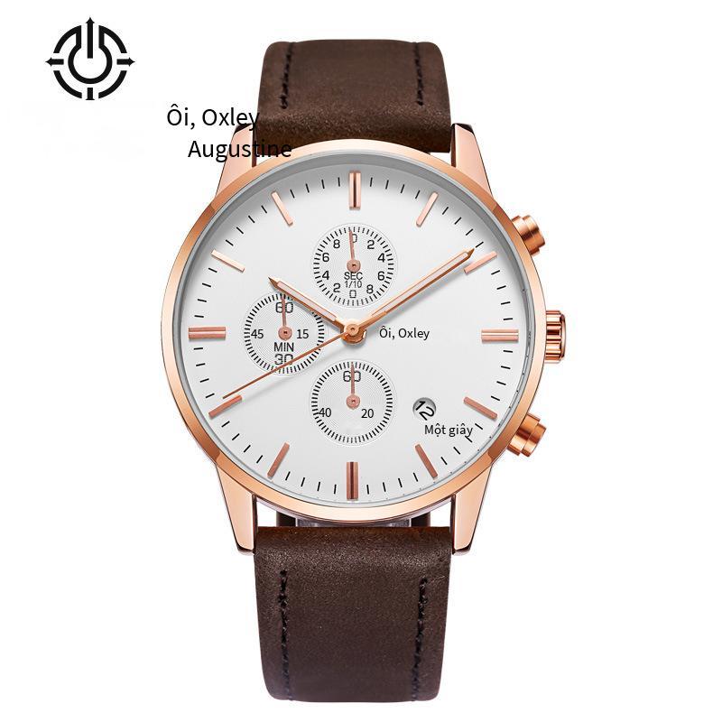 Giá thấp nhất Thương hiệu OCHSTIN Đồng hồ đeo tay nam thời trang đa chức năng Thạch anh cao cấp Doanh nghiệp không thấm nước Đồng hồ đeo tay nam da thật chống thấm nước