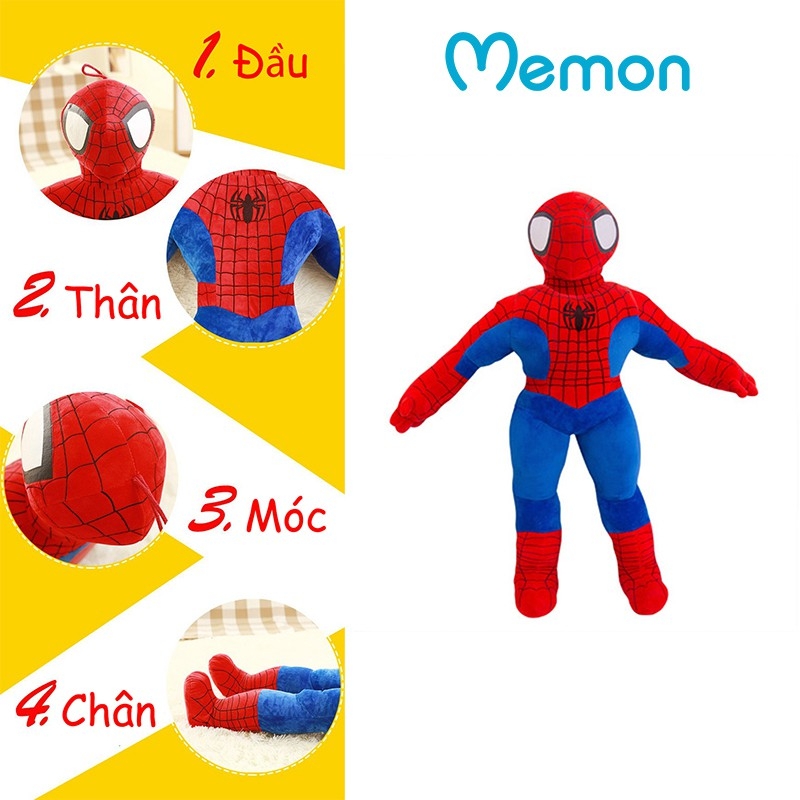 Gấu bông Người nhện Spider Man cao cấp - Hàng chính hãng Memon - Đồ chơi thú nhồi bông Người Nhện Spider Man, Bông Gòn PP 3D tinh khiết, đàn hồi đa chiều, bền đẹp, an toàn cho người sử dụng.