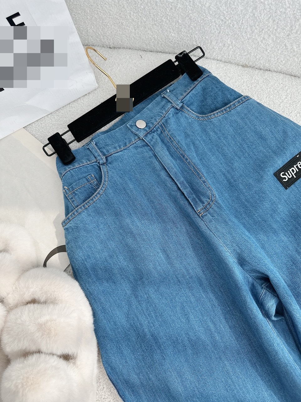 SET QUẦN SUÔNG DÀI ỐNG RỘNG LƯNG CAO JEANS DENIM + ÁO CROPTOP HAI DÂY SUÔNG TRƠN DẠO PHỐ ĐI CHƠI