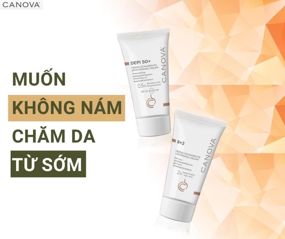 Kem mờ nám, sáng da ngày đêm Canova 8+2 Crema Schiarente Lightening Cream 50ml