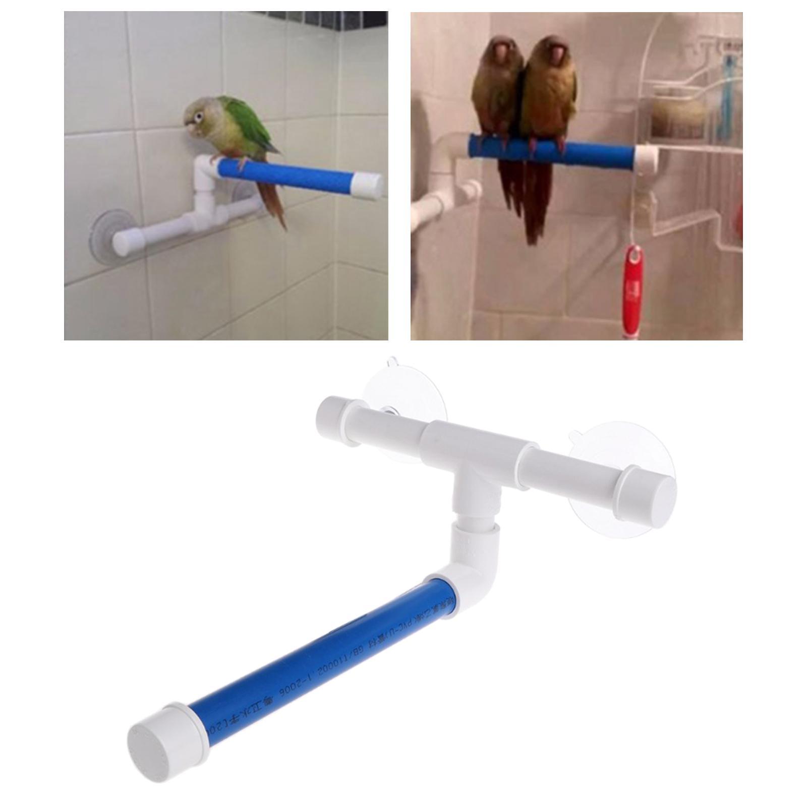 Bird Parrot Stand Perch Shower Holder Standing Toy Portable Suction Cup