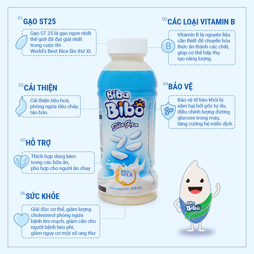 [Combo 12 chai 350ml] Bibabibo sữa Gạo, sữa Cam, sữa hạt, sữa thực vật, sữa trái cây, tốt cho miễn dịch, giảm cân, da, tim mạch, tiêu hóa